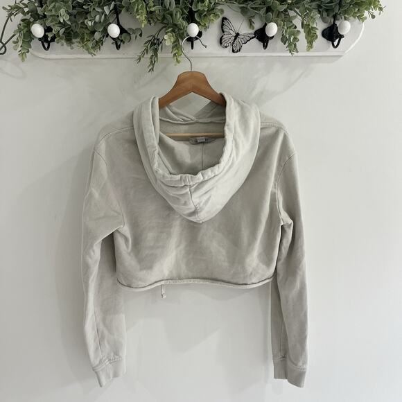 All Saints Alisa Cropped Hoodie Sweatshirt Gray Size Small D12449 - Picture 2 of 3